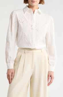 Forgotten Grace Eyelet Hidden Placket Top