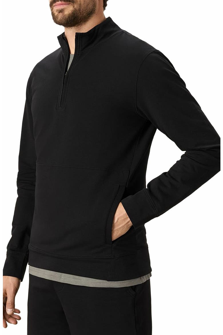 Organic Cotton Stash French Terry Quarter Zip, Alternate, color, Black