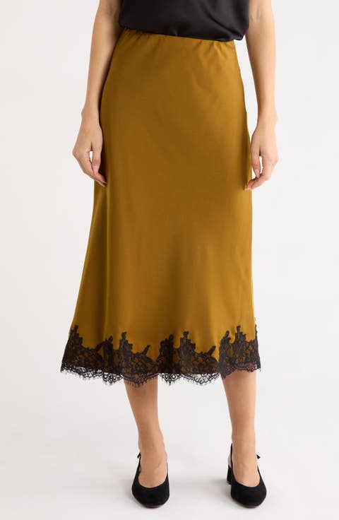 Vienna Lace Trim Satin Skirt