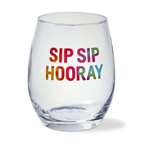 Sip Sip Hooray Stemless Wine Glasses Clear Everyday Drinkware