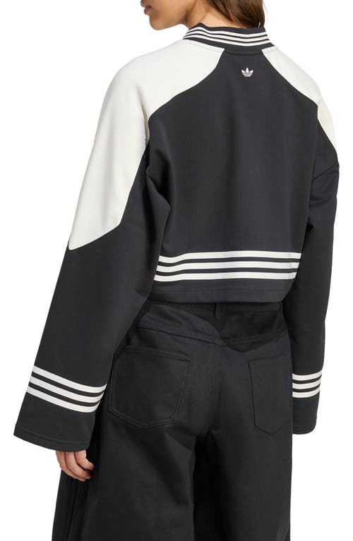 Adidas Originals Adidas Logo Cotton Blend Crop Sweatshirt In Black