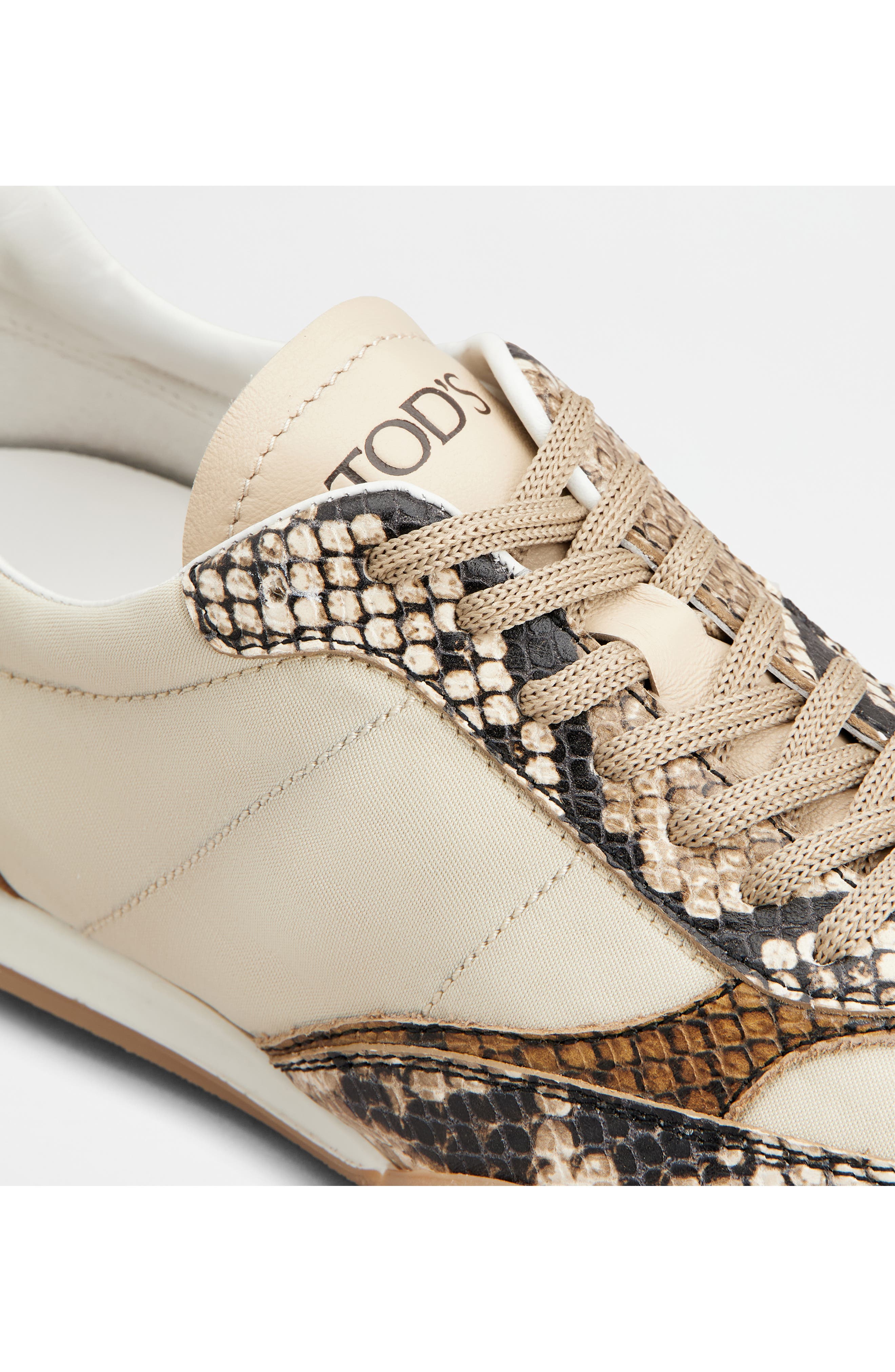 Snake Embossed Leather Sneaker, Alternate, color, NATURALE CH/ BIANCO MARMO