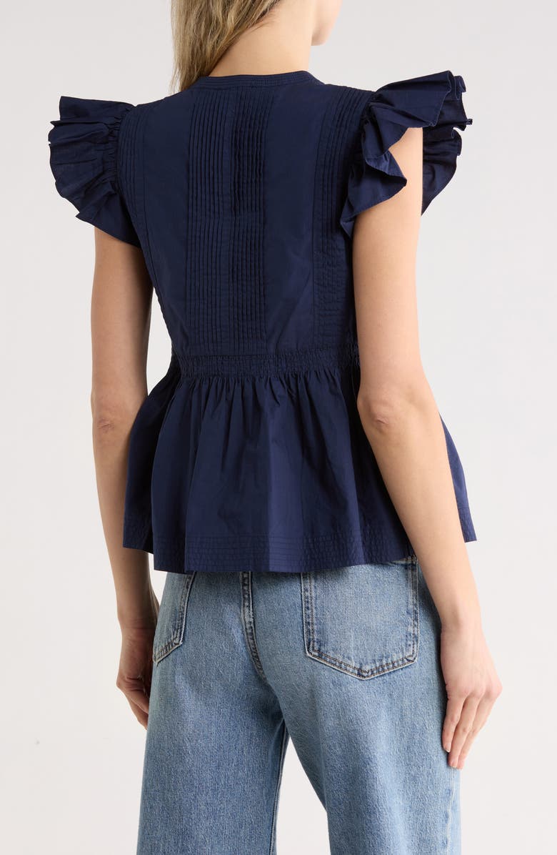 Ulla Johnson Luise Flutter Sleeve Top, Alternate, color, Midnight