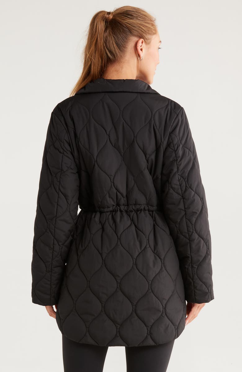 Zella Skyline Longline Quilted Jacket, Alternate, color, Black