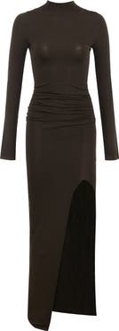 HOUSE OF CB Anais Long Sleeve Mock Neck Knit Gown