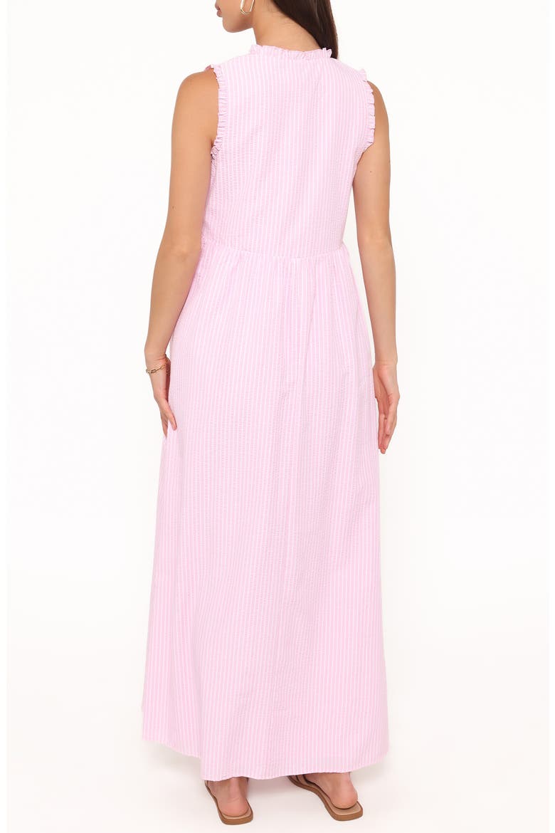 Kalan Ruffle Trim Maxi Dress, Alternate, color, PINK STRIPE