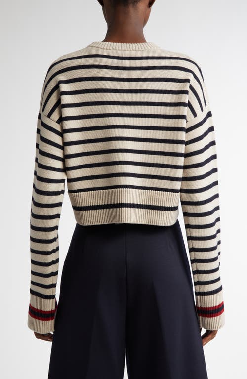 Max Mara Dorotea Stripe Virgin Wool Crop Sweater In Sand