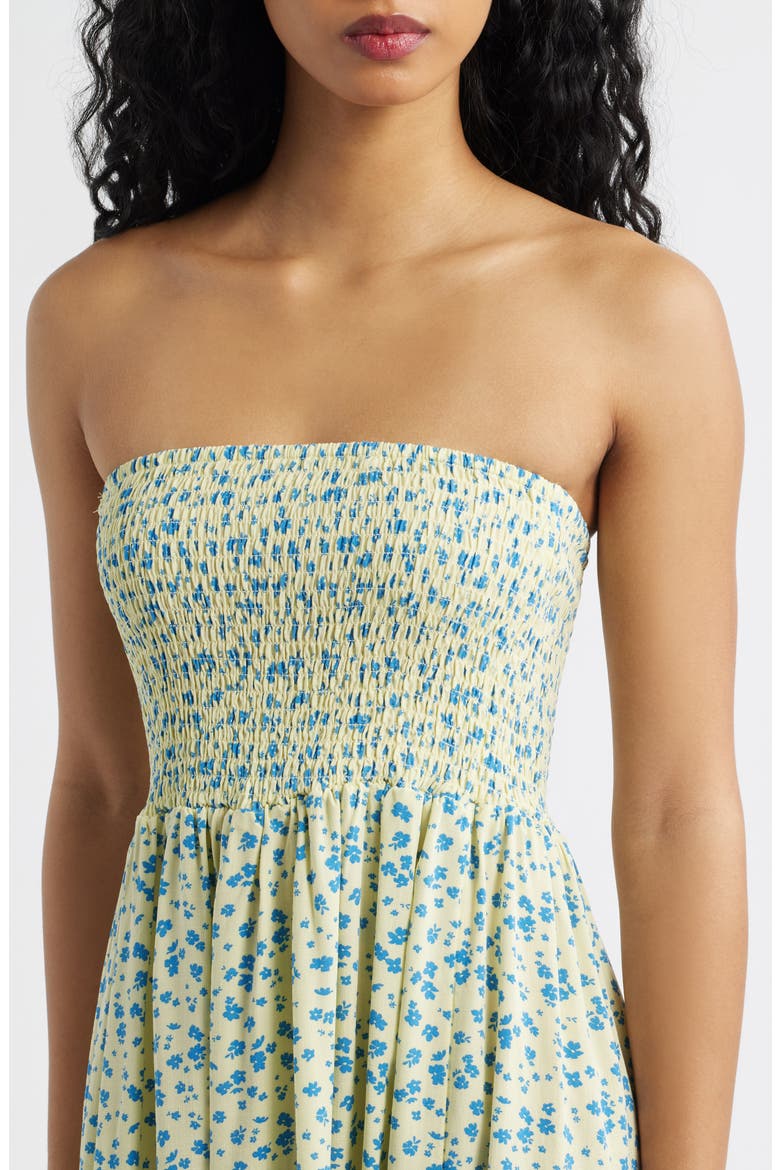 Surf Side Smocked Strapless Minidress, Alternate, color, LIGHT YELLOW