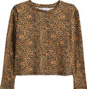 Love, Fire Kids' Print Long Sleeve Boxy T-Shirt
