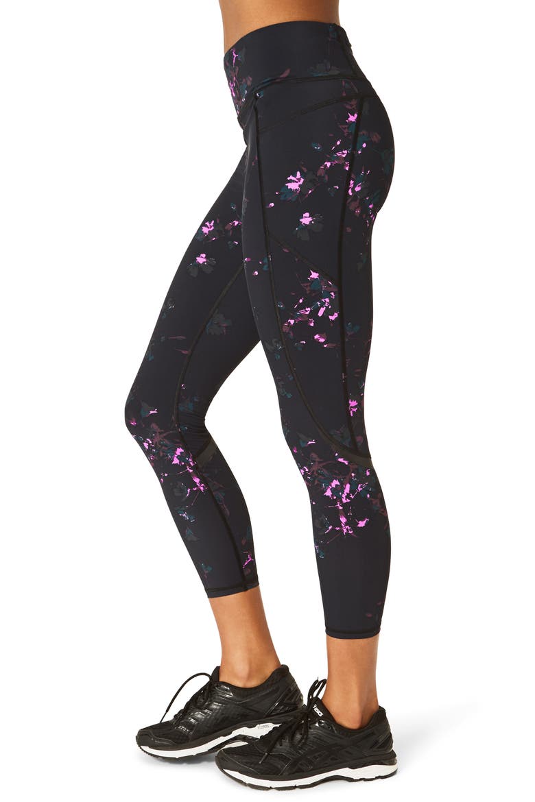 Zero Gravity Print Ankle Leggings, Alternate, color, BLACK DAISY PRINT