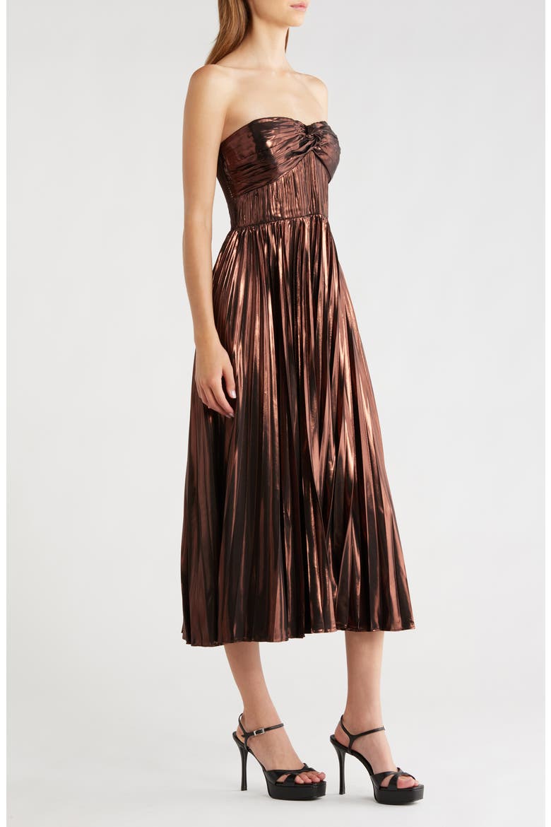 Ascella Strapless A-Line Dress, Alternate, color, METALLIC BROWN