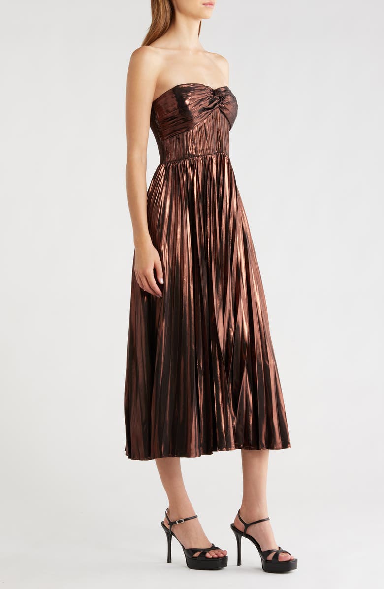 ASTR the Label Ascella Strapless A-Line Dress, Alternate, color, Metallic Brown