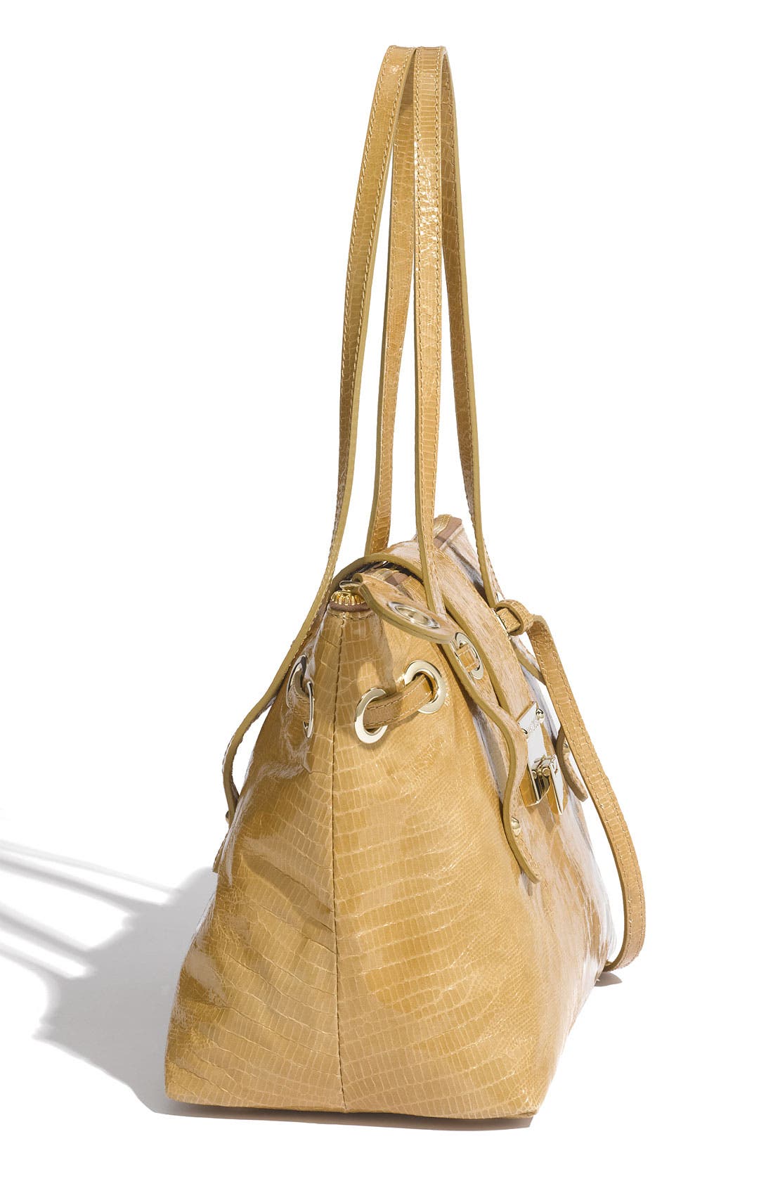 'Rhea' Lizard Embossed Shopper, Alternate, color, SAND