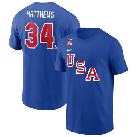 Men's Nike Auston Matthews Royal US Hockey 2026 Name & Number T-Shirt
