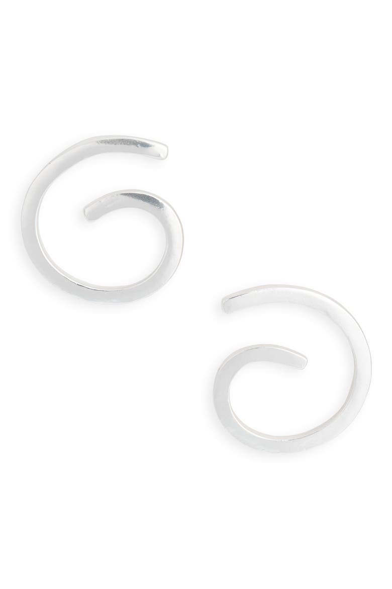 Spiral Stud Earrings, Main, color, SILVER
