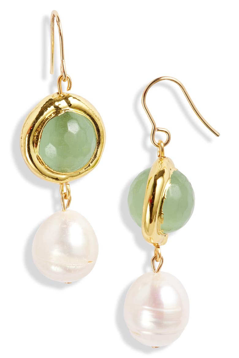 Freshwater Pearl Drop Earrings, Main, color, GOLD