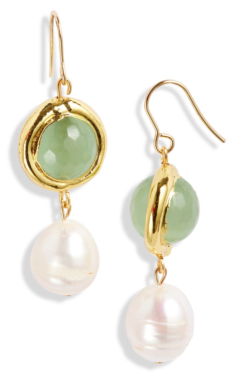 Karine Sultan Freshwater Pearl Drop Earrings, Main, color, Gold