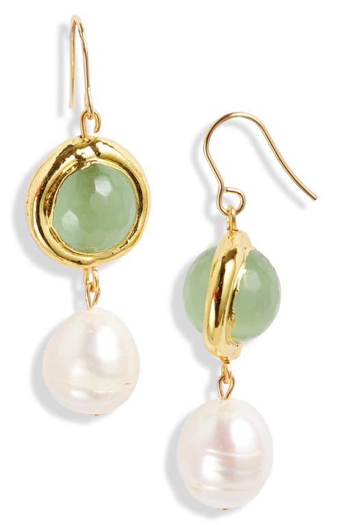 Karine Sultan Freshwater Pearl Drop Earrings in Gold 