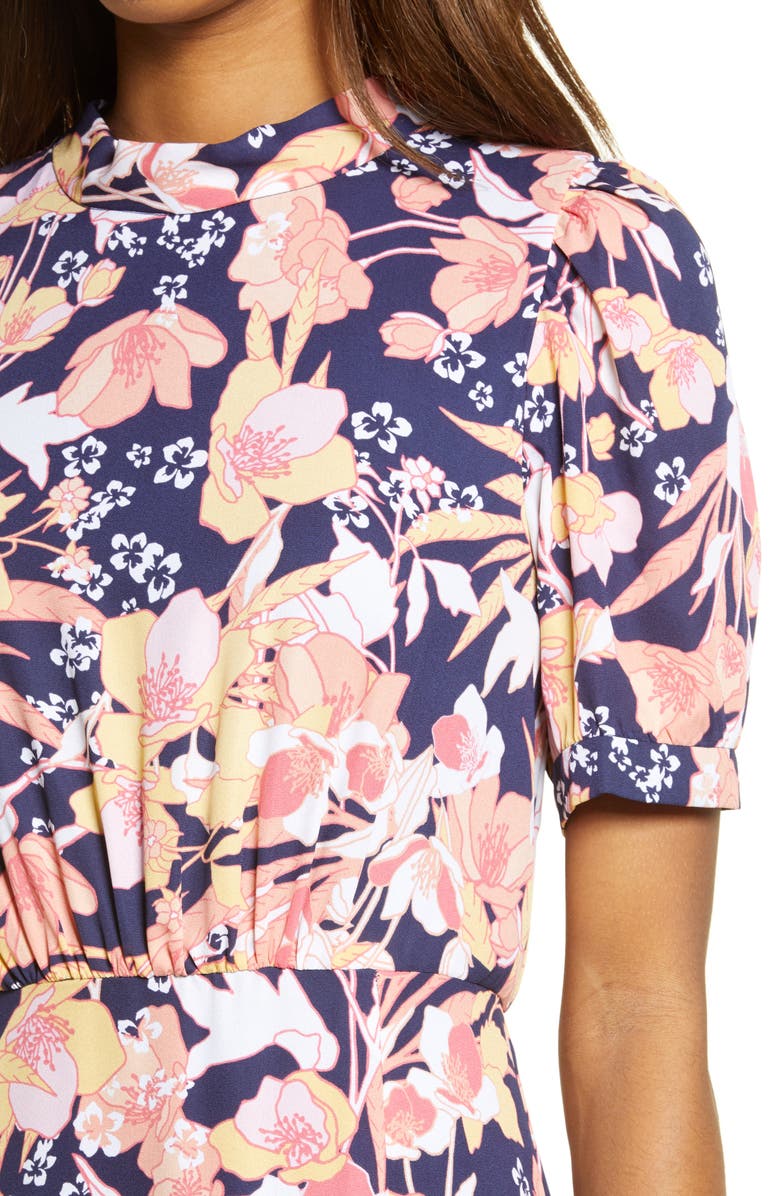 Julia Jordan Floral Puff Sleeve Midi Dress, Alternate, color, 