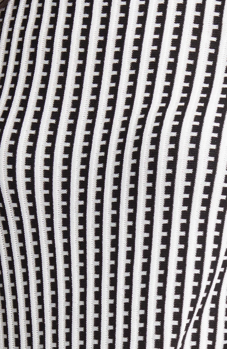 Ming Wang Grid Stripe Flare Knit Dress, Alternate, color, White/ Black
