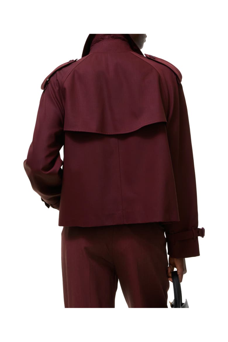 Cropped Wool Mayfair Trench Jacket, Alternate, color, Vineyard red