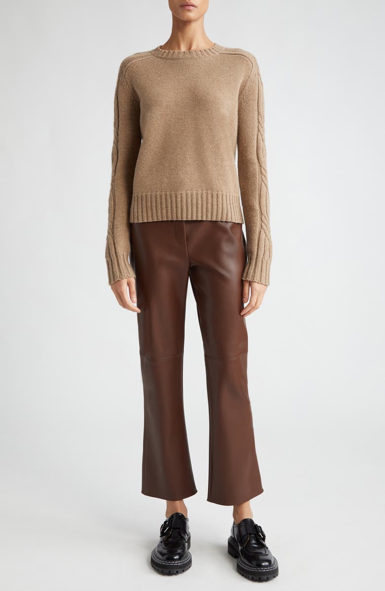 Max Mara Sublime Coated Jersey Flare Leg Ankle Pants, Alternate, color, 