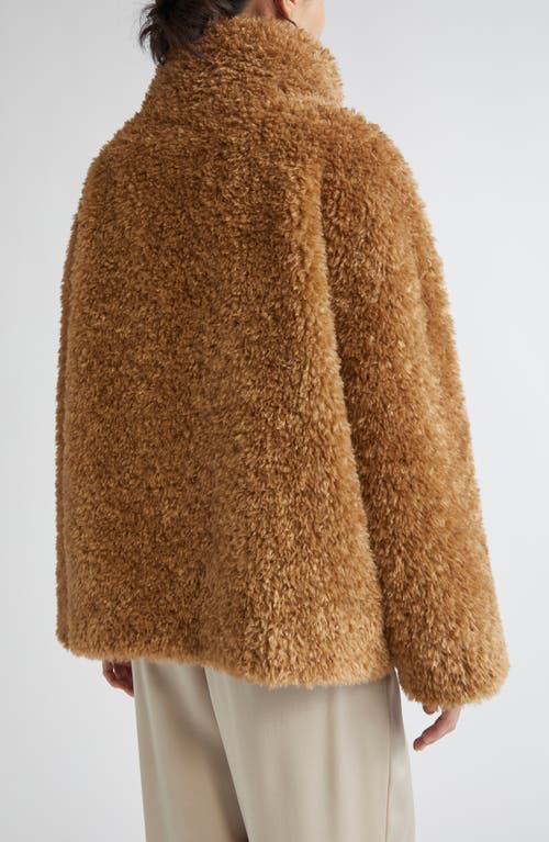 Herno Plush Faux Fur Jacket With High Collar And Buckle Closure In Black