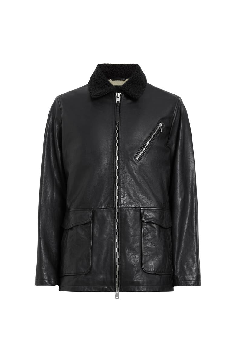 AllSaints Moriarty Leather Jacket, Alternate, color, Black