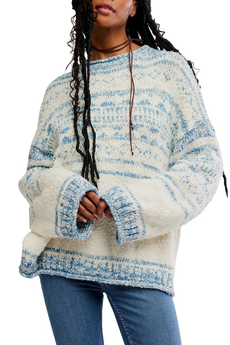 Dani Oversize Cotton Blend Sweater, Main, color, CLOUD COMBO