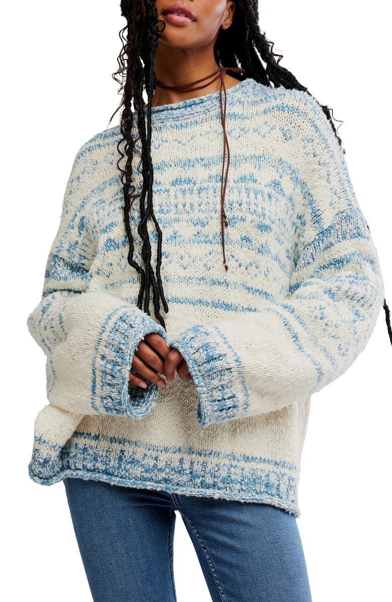 Free People Dani Oversize Cotton Blend Sweater, Main, color, Cloud Combo