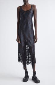 Collina Strada Stone Flower Drip Anemone Satin & Lace Tank Dress