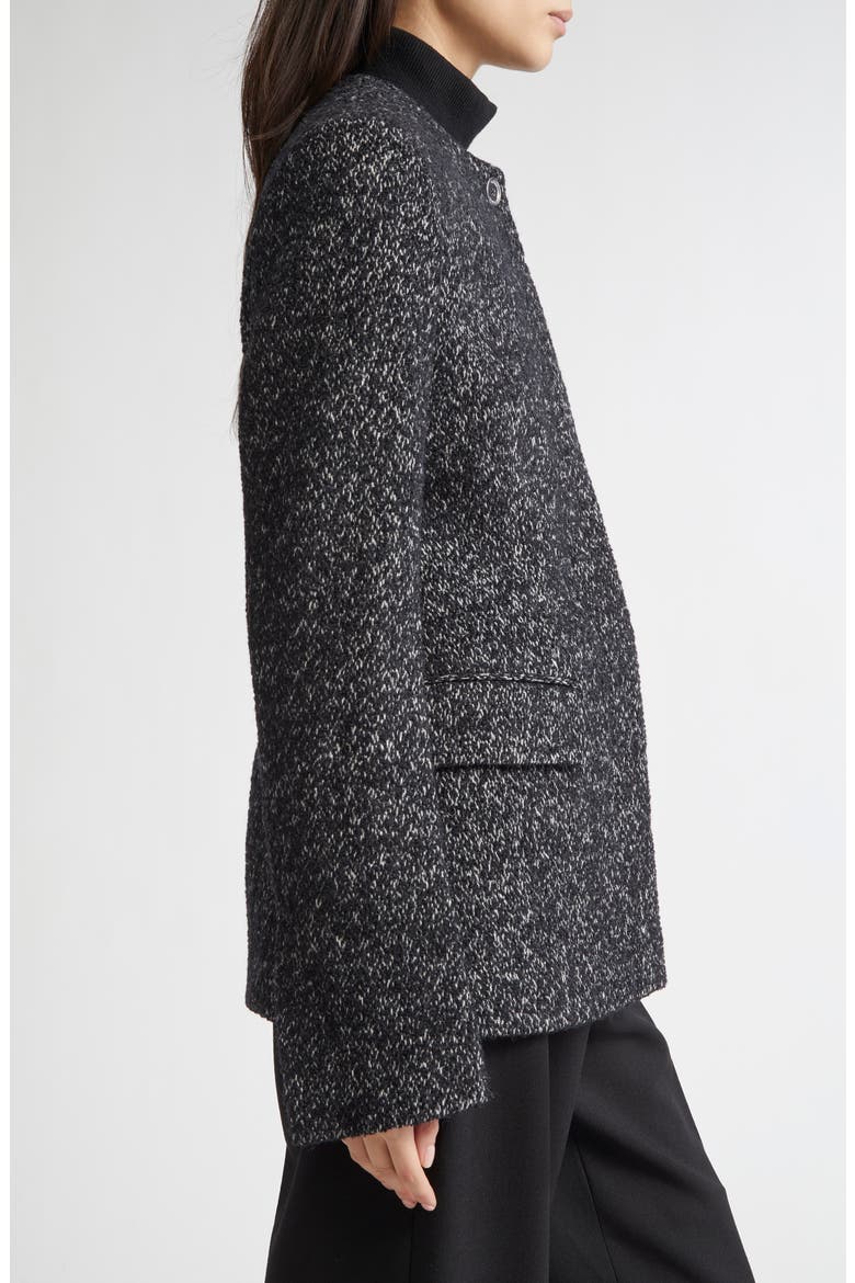 Collarless Cinched Wool Blend Jacket, Alternate, color, BLACK/ WHITE