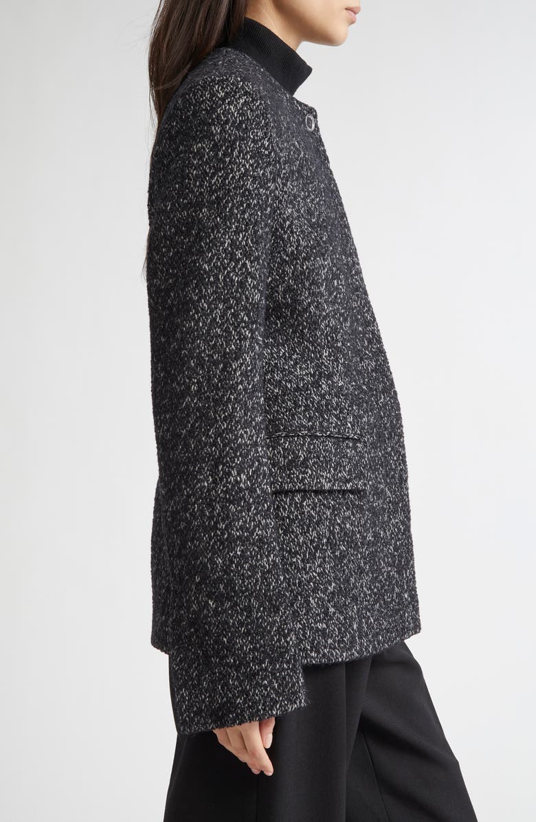 TOTEME Collarless Cinched Wool Blend Jacket, Alternate, color, Black/ White