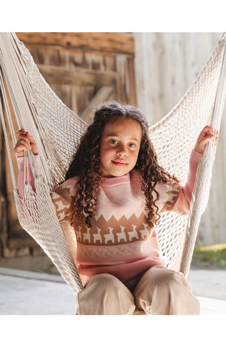 Deux par Deux Llama Jacquard Sweater, Main, color, Dusty Pink