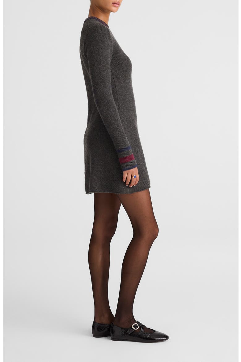 Stripe Trim Long Sleeve Sweater Minidress, Alternate, color, DARK CHARCOAL/POM/NAVY
