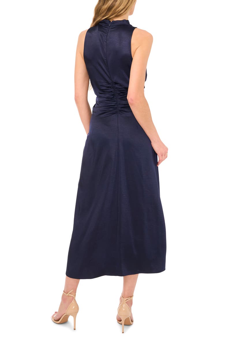 The Ayla Ruched Satin Midi Dress, Alternate, color, CLASSIC NAVY BLUE