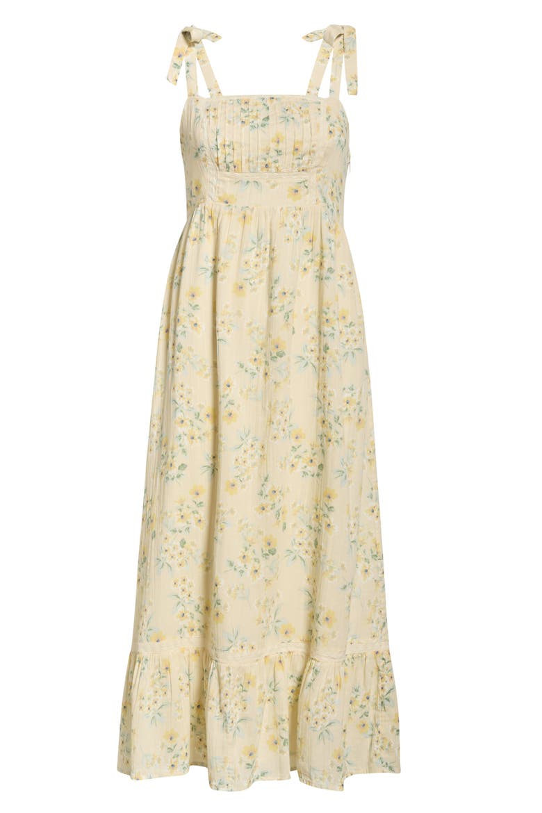 Tie Strap Sleeveless Midi Dress, Alternate, color, YELLOW FLORAL
