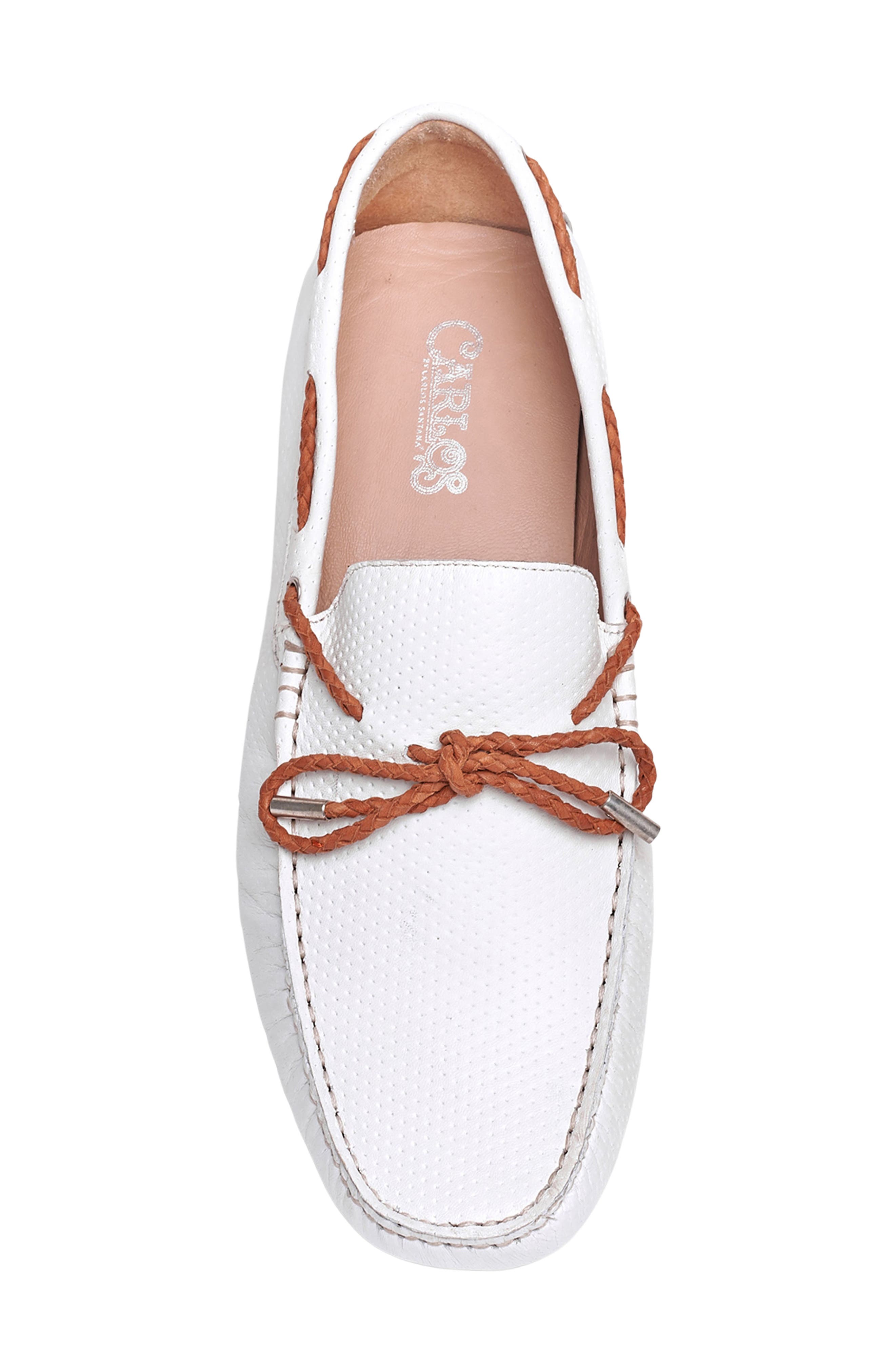 CARLOS SANTANA Mesa Perforated Leather Driver, Alternate, color, White