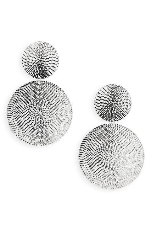 Textured Double Medallion Drop Earrings