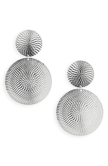 Tasha Textured Double Medallion Drop Earrings In Silver