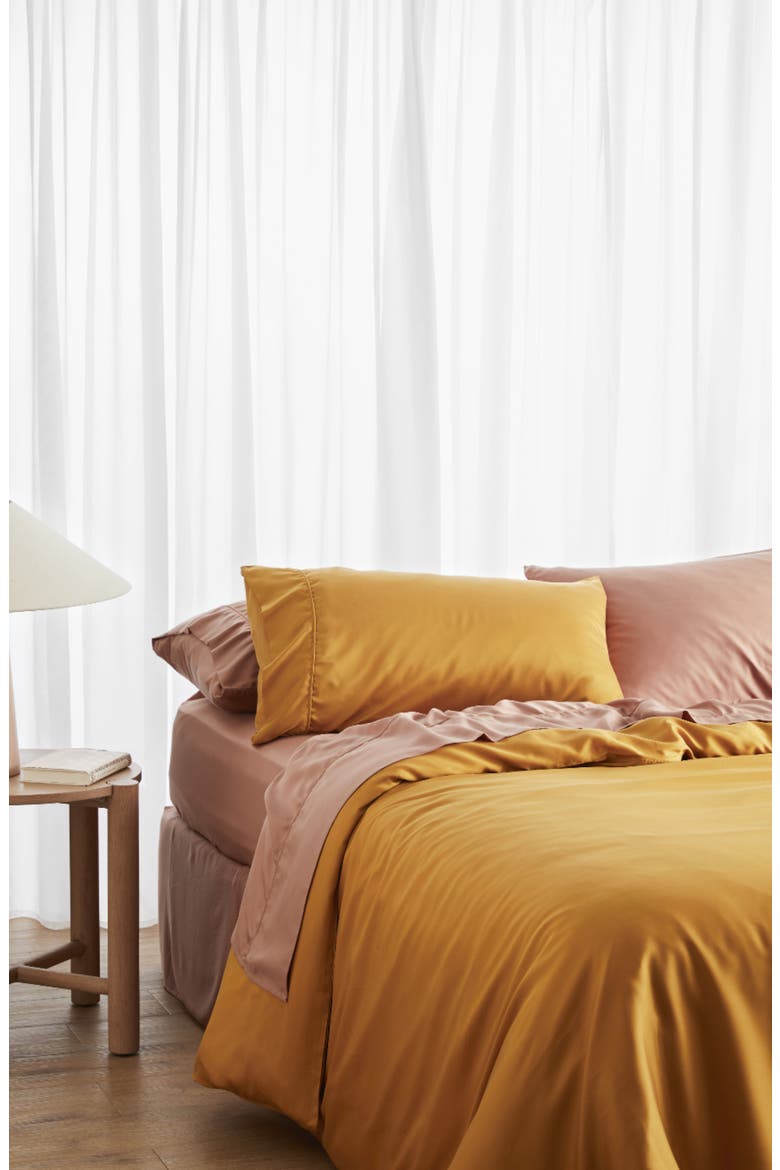 Signature Sateen Duvet Cover, Alternate, color, SAFFRON
