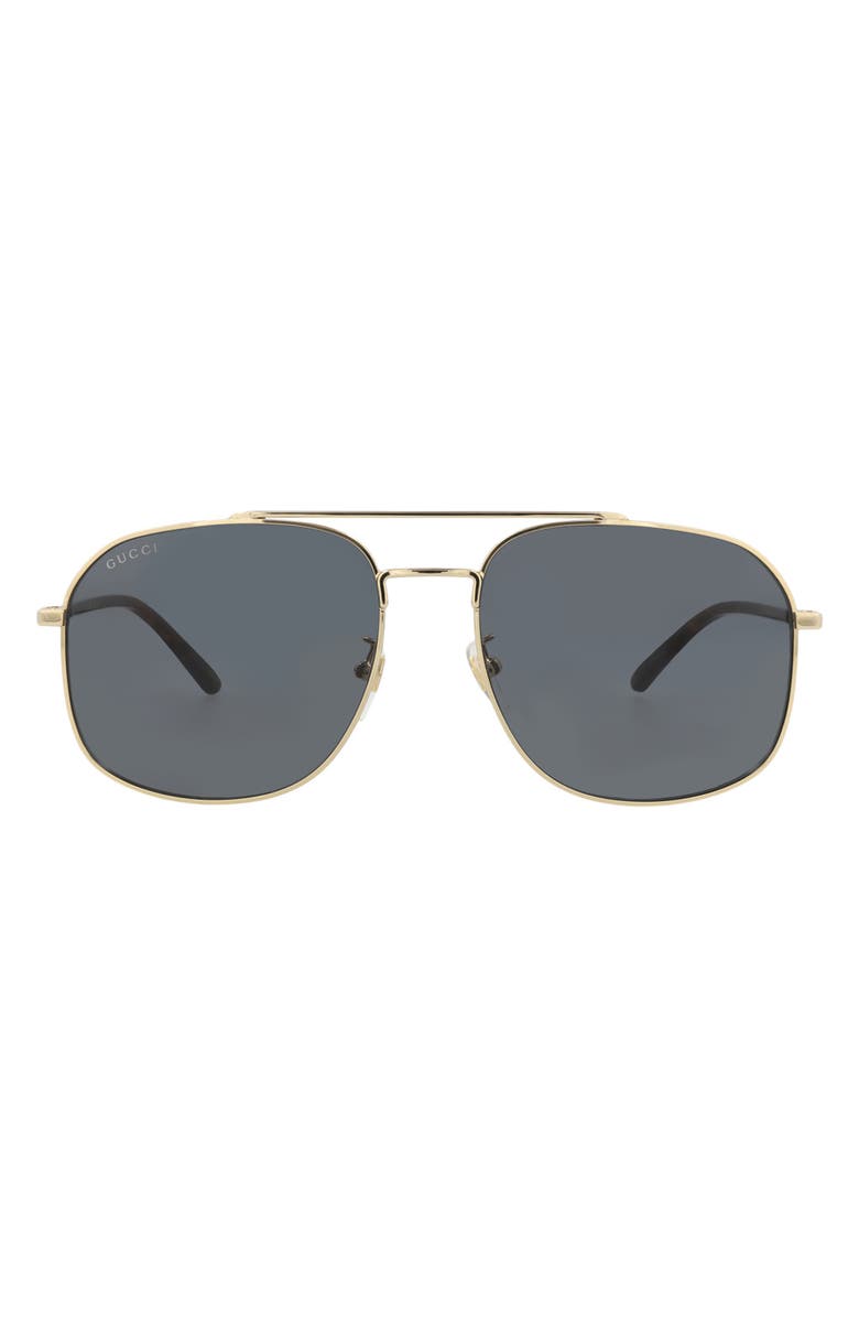 Gucci 59mm Aviator Sunglasses, Main, color, Gold Havana Grey