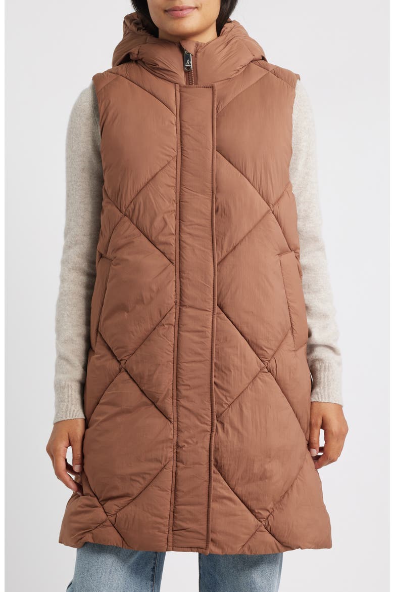 Quilted Hooded Puffer Vest, Main, color, MAPLE