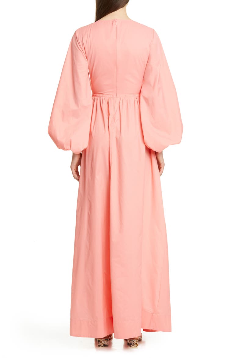 Tangier Cutout Long Sleeve Nylon Maxi Dress, Alternate, color, CORAL