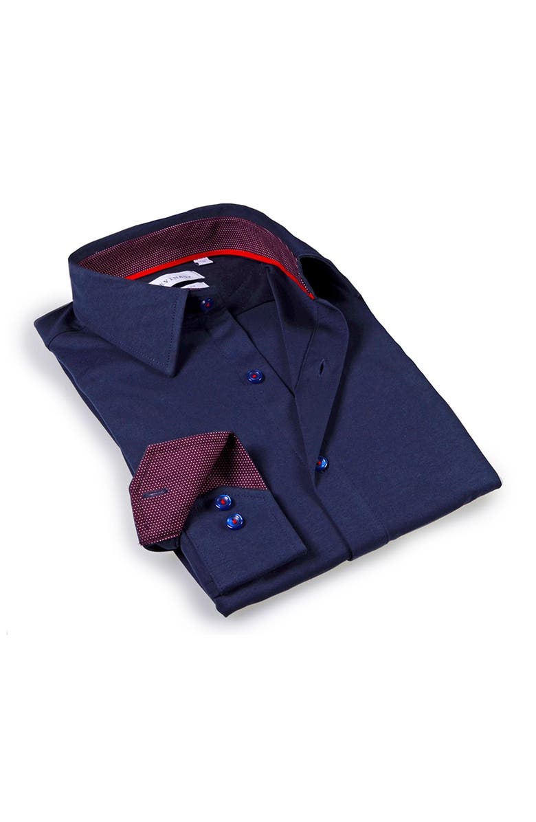 LEVINAS Solid Trim Tailored Fit Dress Shirt, Main, color,