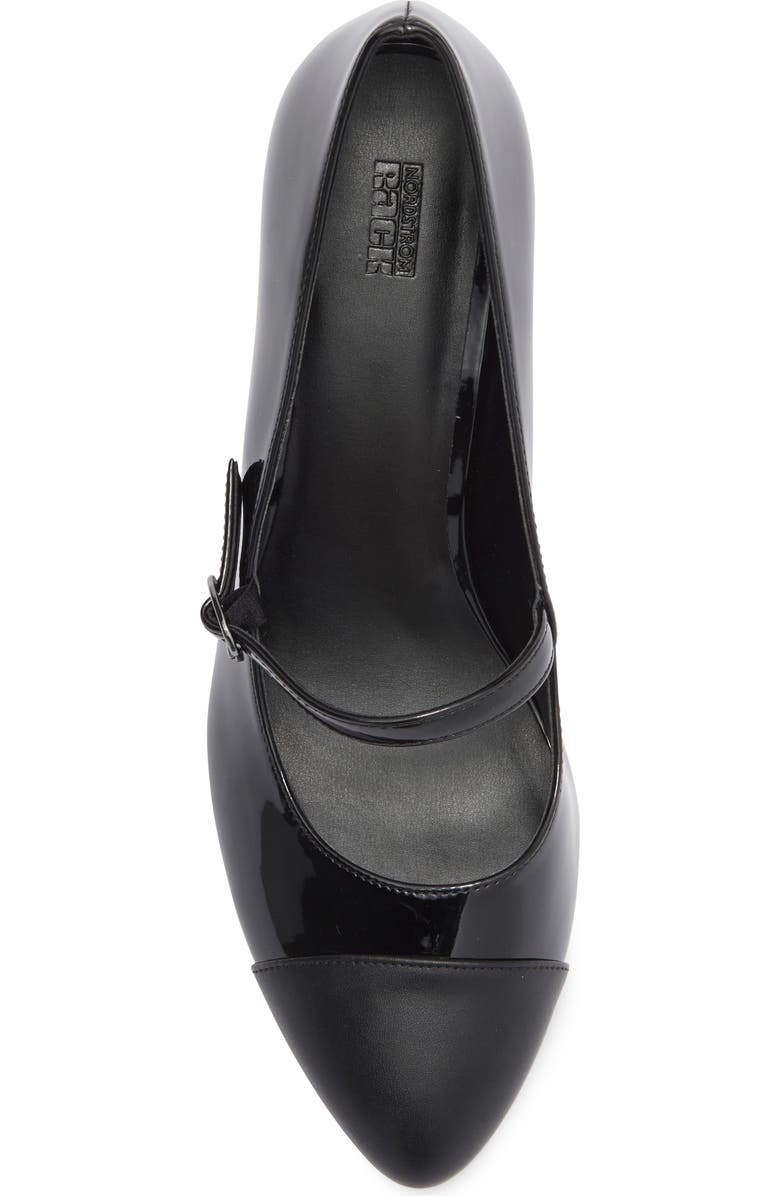 NORDSTROM RACK Jackie Cap Toe Mary Jane Pump, Alternate, color, Black Patent