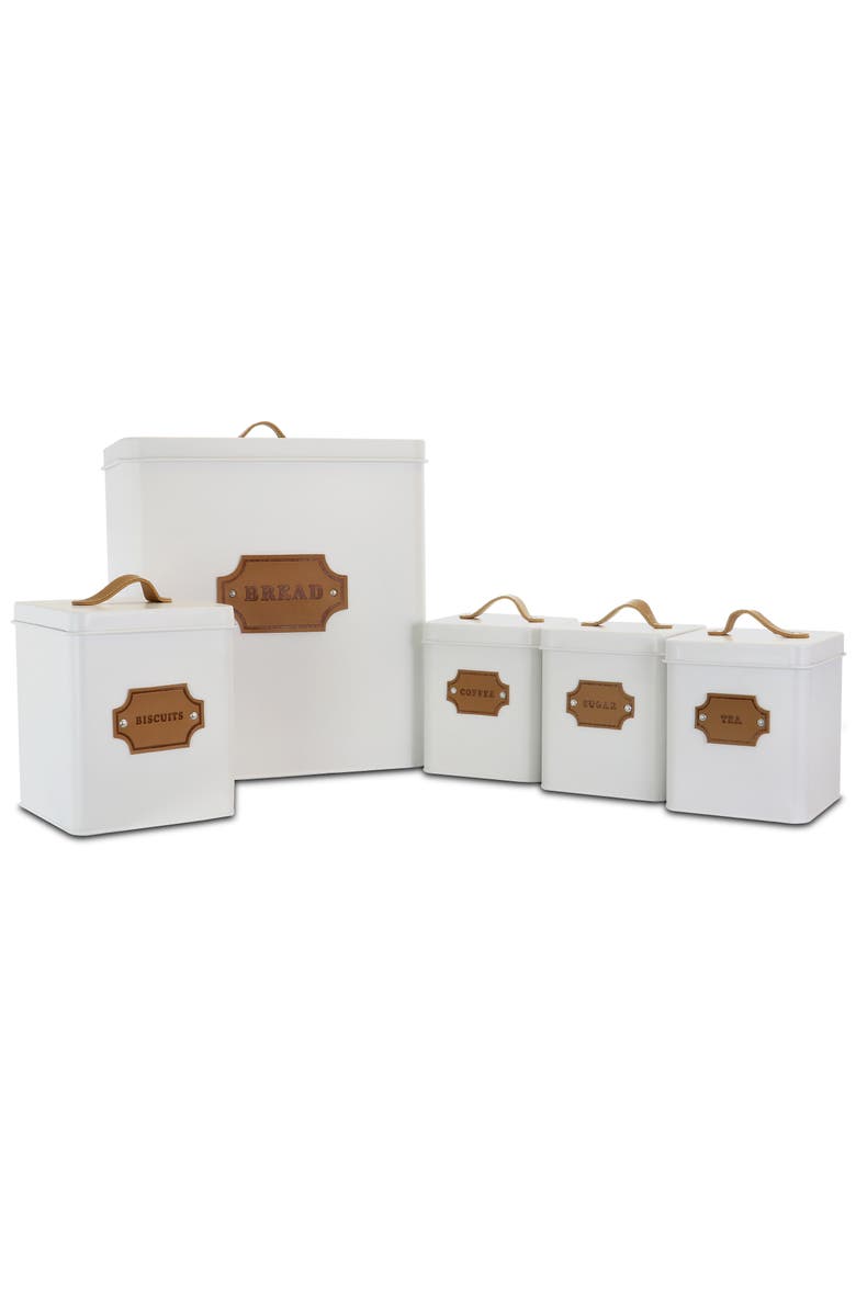 Megachef Kitchen Food Storage and Organization 5 Piece Canister Set, Main, color, White