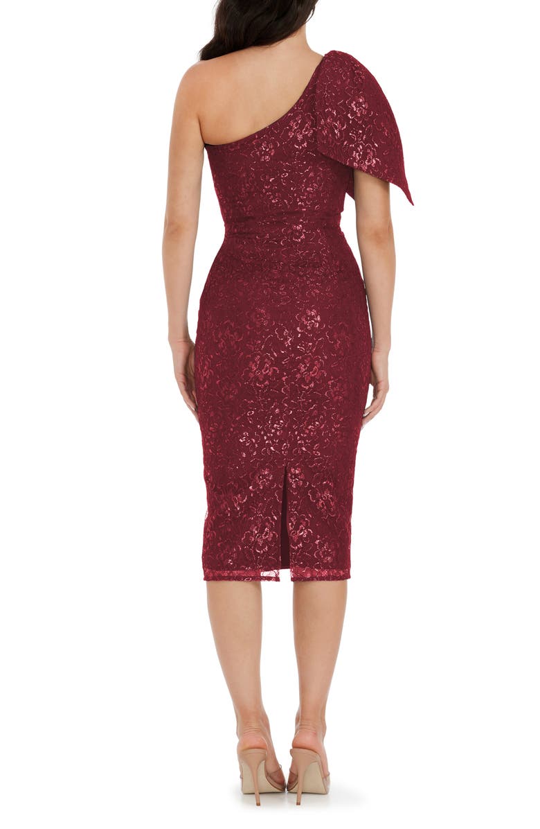 Dress the Population Tiffany One-Shoulder Midi Dress, Alternate, color, Oxblood