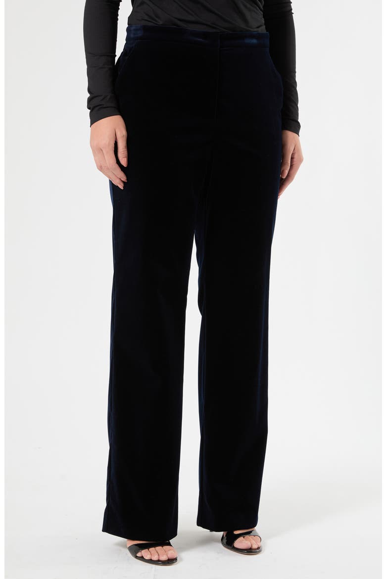 Mitico Stretch Velvet Straight Leg Trousers, Main, color, MIDNIGHT BLUE