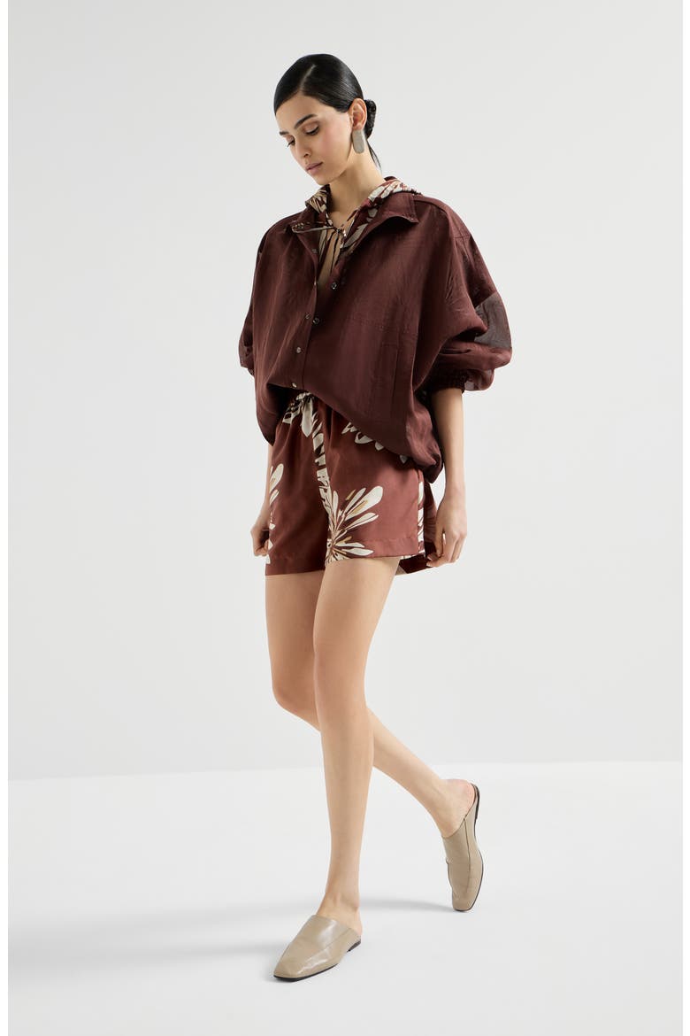 Bloom print shorts, Alternate, color, Bordeaux